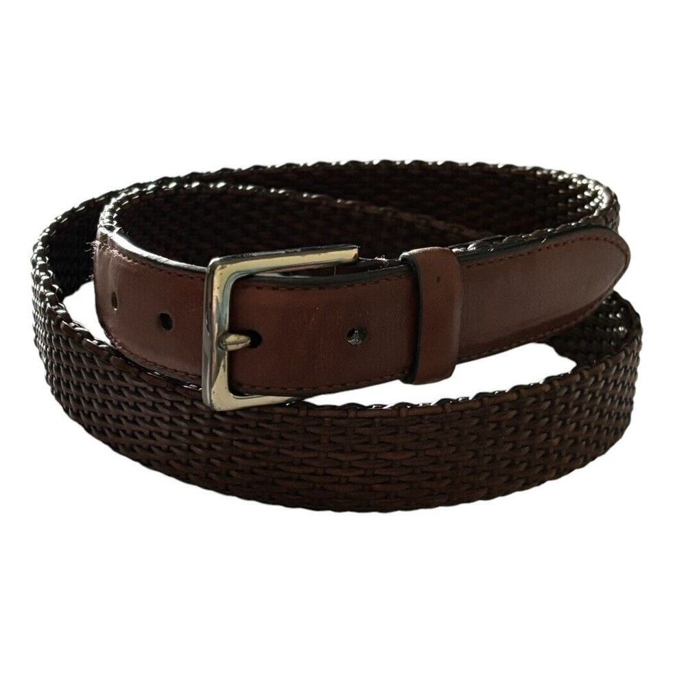 Mens Leather Belt Weave Brown Size 44 Man Made Materials Vegan Faux Leather